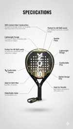 Premium Paddle Tennis Racket - 100% Fiber Lightweight Racquet - Beginner & Intermediate Players - Durable Design for Men and Women - Image 2